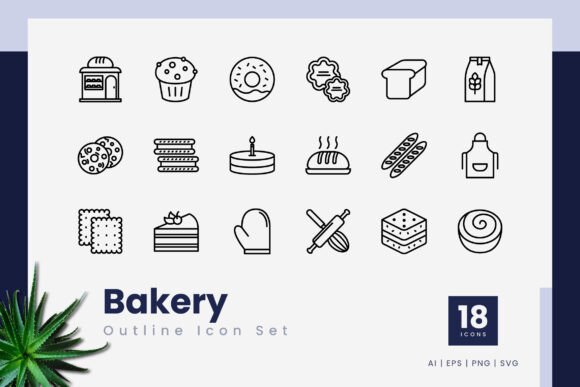 Bakery Outline Icons for Modern Graphic Design