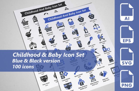 Childhood and Baby Icon Set for Local Business Graphics