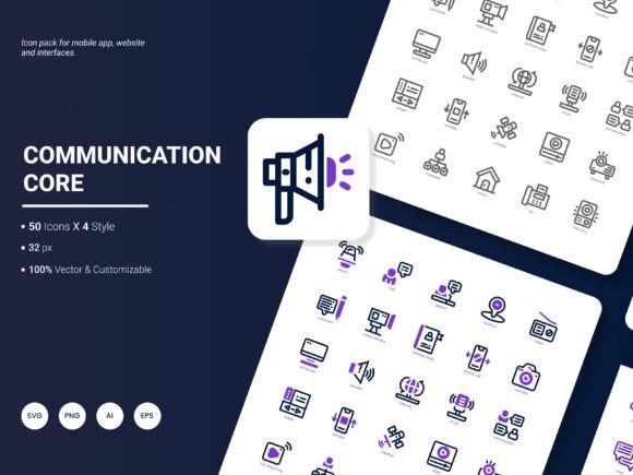 Communication Core Icon Pack for Modern Graphics