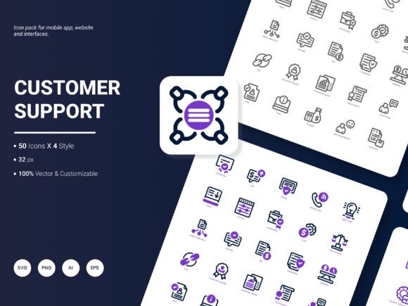 Customer Support Icon Pack: A Modern Graphic Asset for Content Publishers