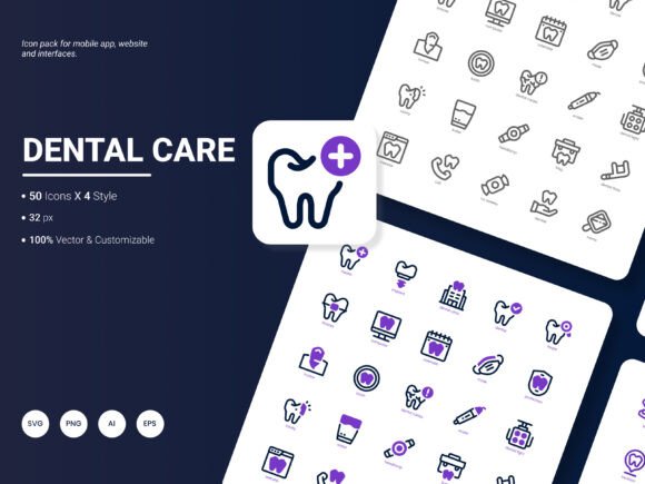 Dental Care Icon Pack for Modern Graphics and Icons