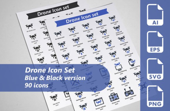 Drone Icon Set for Local Business Branding and Graphics