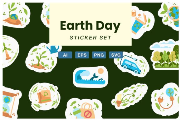 Earth Day Sticker Set: A Graphic Design Asset for Handmade Creations
