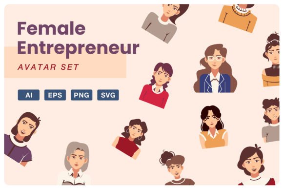 Female Entrepreneur Avatar Illustration for Modern Graphics