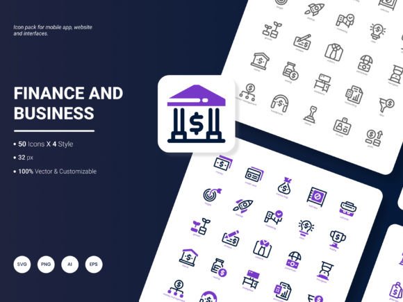 Finance and Business Icon Pack for Professional Graphics