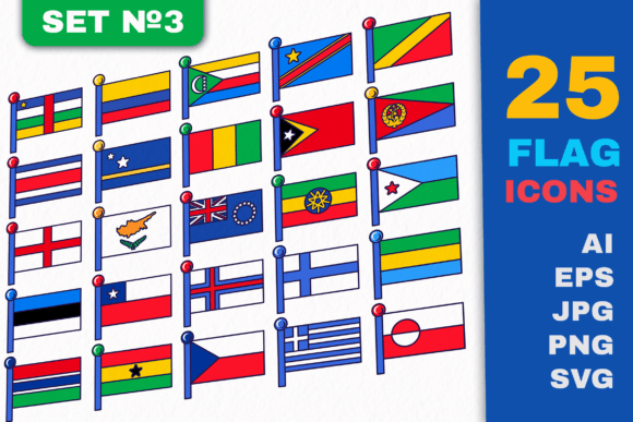 Flag Icons Set 3: A Versatile Graphic Design Asset for Branding and Marketing