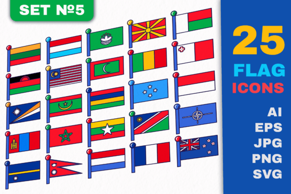 Flag Icons Set 5 - A Versatile Graphics Collection for Handmade Creations
