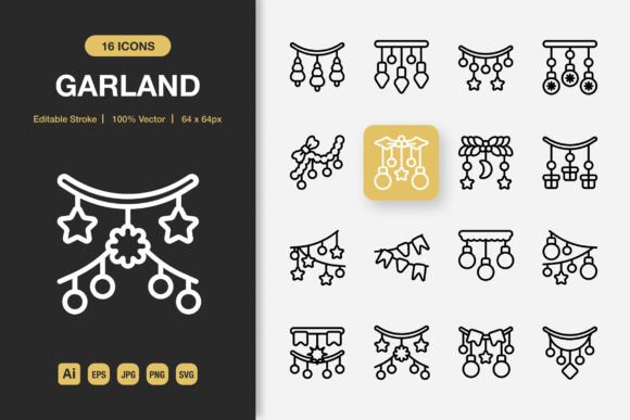 Garland Outline Icons for Modern Graphic Design