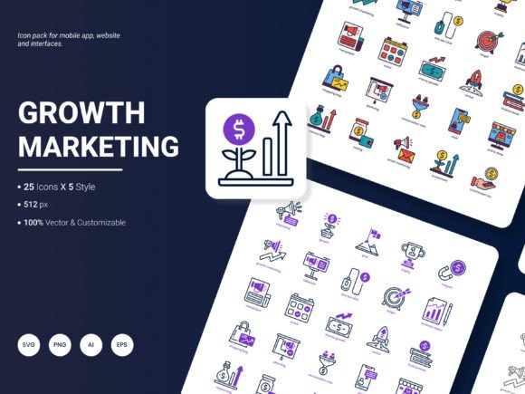Growth Marketing Icon Pack for Modern Graphics