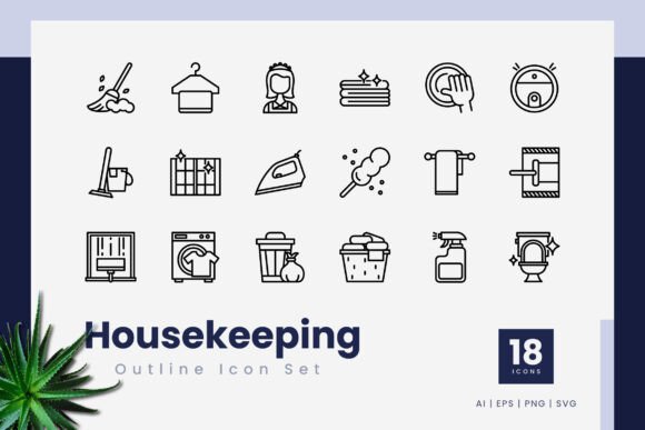Housekeeping Outline Icons for Modern Design Projects