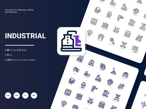 Industrial Icon Pack for Modern Graphics and Design Projects