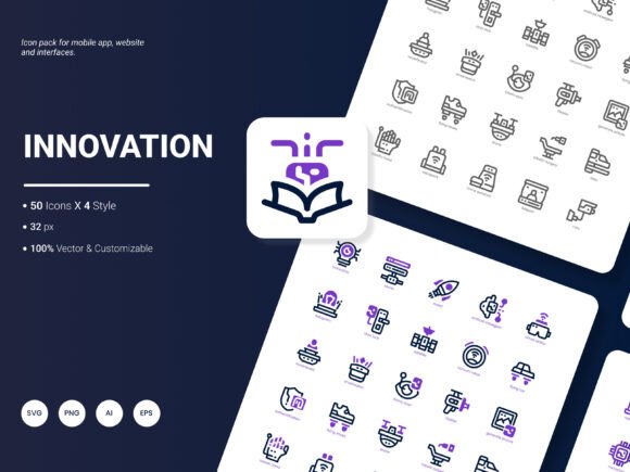 Innovation Icon Pack: A Modern Graphic Asset for Content Creators