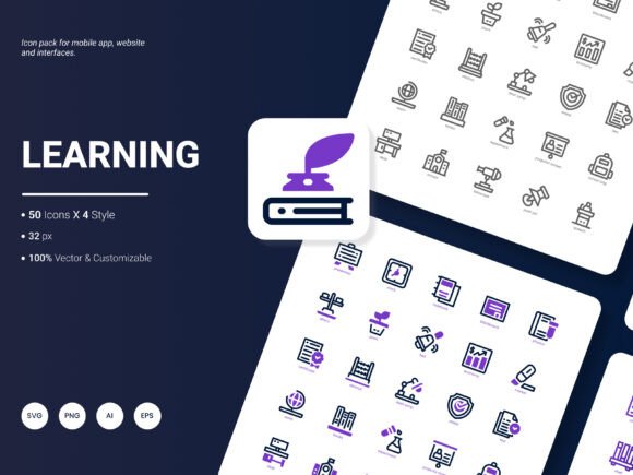 Learning Icon Pack: A Graphic Design Asset for Modern Branding