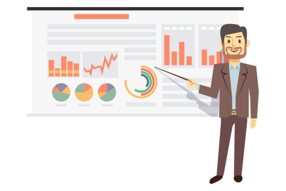 Man Showing Financial Business Infograph for Creative Projects