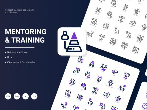 Mentoring and Training Icon Pack for Modern Graphics