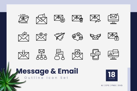 Message and Email Outline Icons for Modern Design Projects