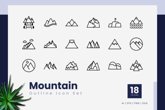 Mountain Outline Icons for Graphic Design Projects