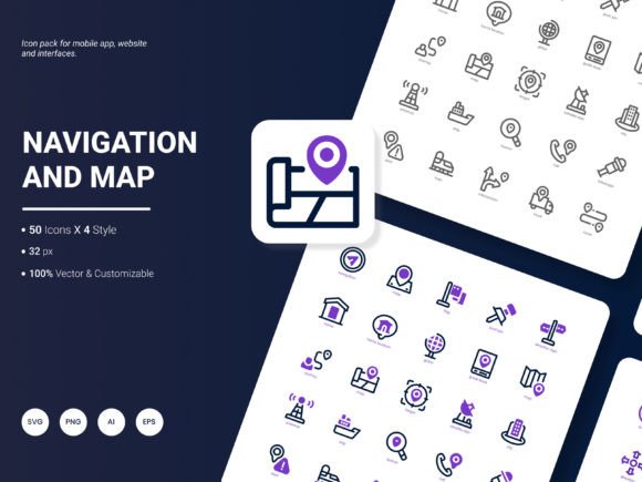Navigation and Map Icon Pack for Handmade Creations