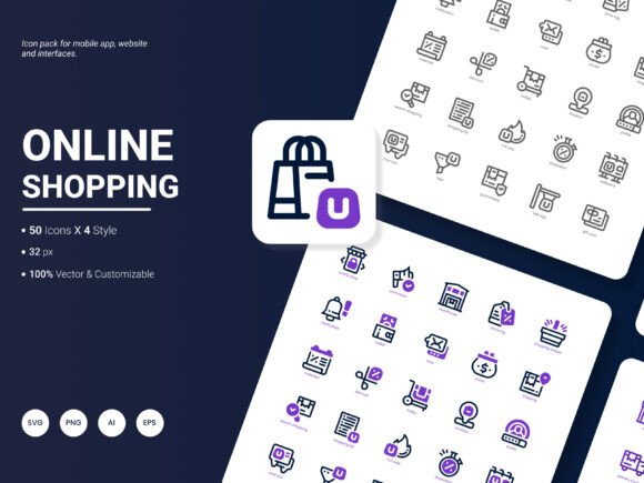 Online Shopping Icon Pack for Graphic Design Projects