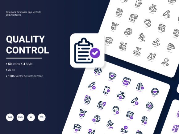 Quality Control Icon Pack for Website and Editorial Graphics