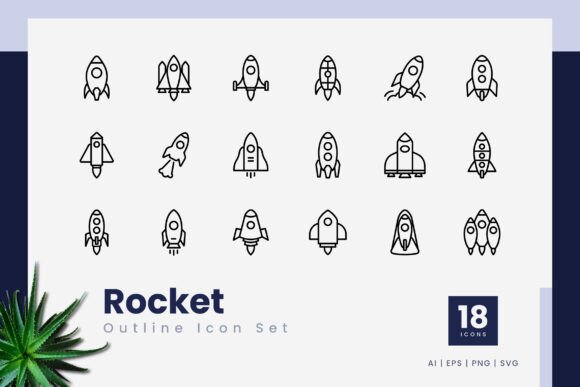 Rocket Outline Icons for Handmade Projects