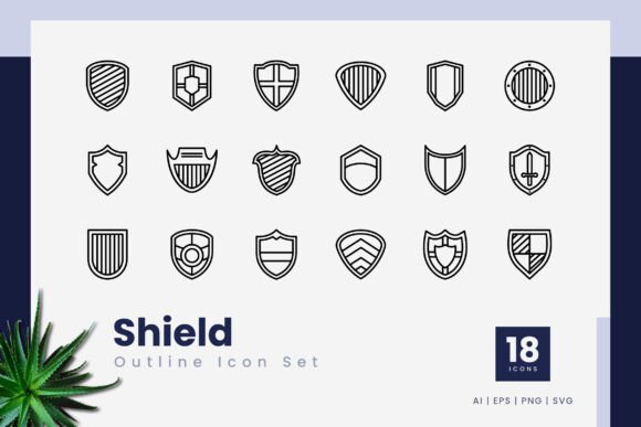 Shield Outline Icons for Modern Graphic Design