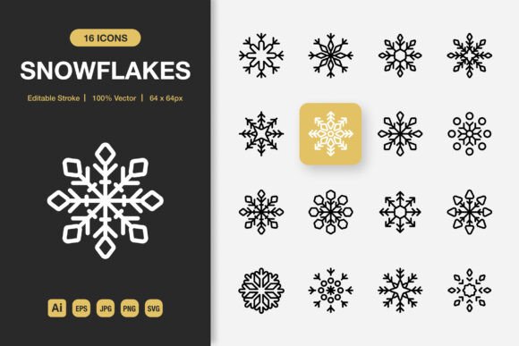 Snowflakes Outline Icons - Clean Graphics for Handmade Projects