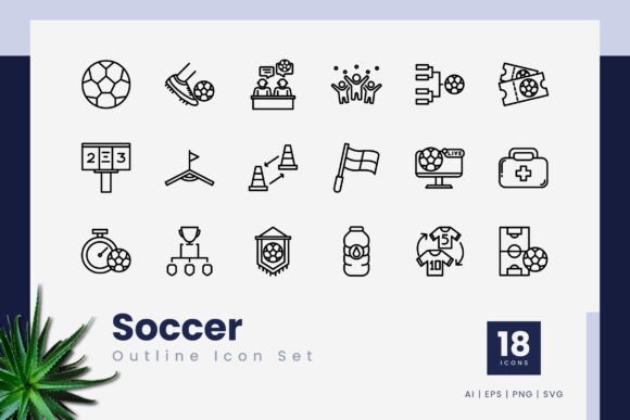Soccer Outline Icons for Handmade Creations