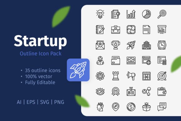 Startup Outline Icon Pack for Modern Graphics