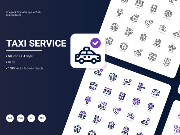 Taxi Service Icon Pack for Local Business Graphics