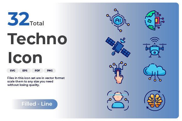 Technology Icon - Filled Line Graphics for Digital Selling