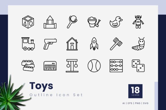 Toys Outline Icons Review for Embroidery Projects