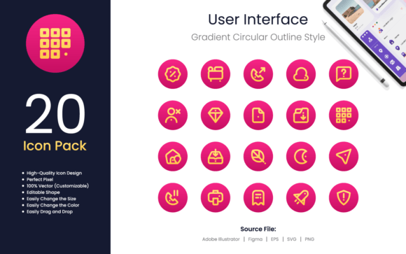 User Interface Icon Gradient Circular Review