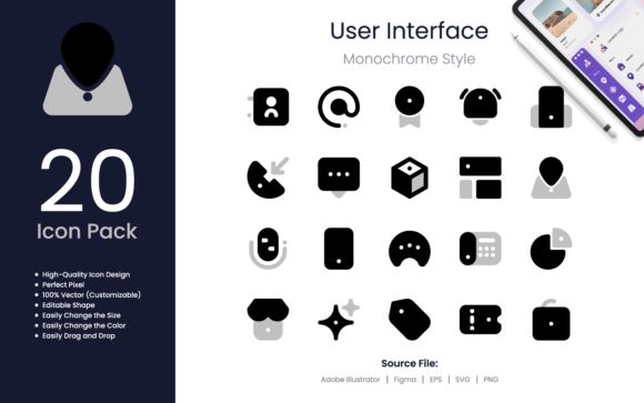 User Interface Icons Monochrome Style for Graphics and Ux And Ui Kits