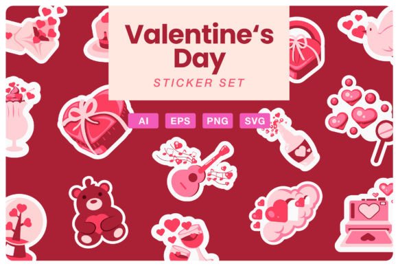 Valentine Day Sticker Set: A Graphic Design Asset for Creative Projects