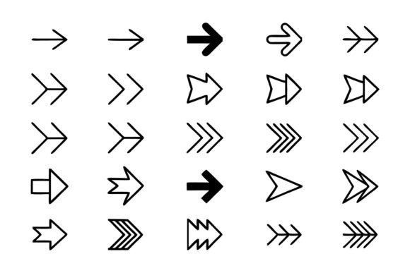 Versatile Black and White Arrow Icon Set for Modern Graphics