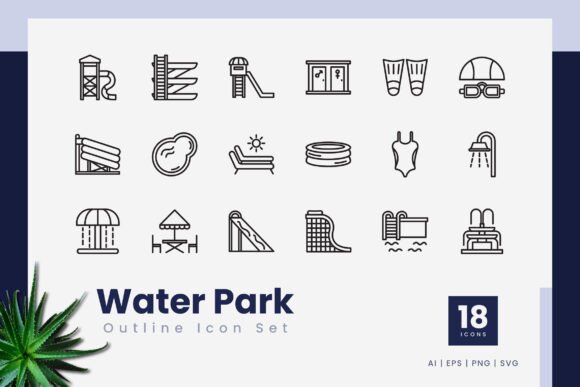 Water Park Outline Icons Review